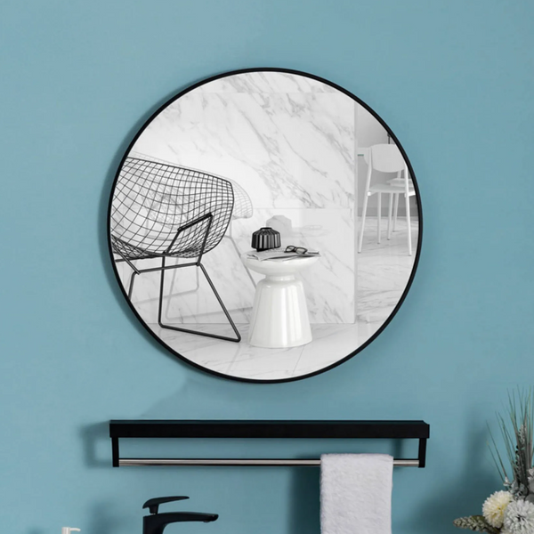 Black Mirror Round with Shelf 40x40 (P.O)