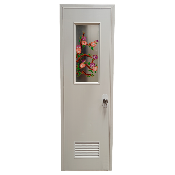 PVC DOOR with GLASS CB-001 60x210 with LOUVER