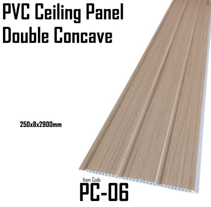 PVC CEILING PANEL DOUBLE CONCAVE PC-06  250X8X2900MM