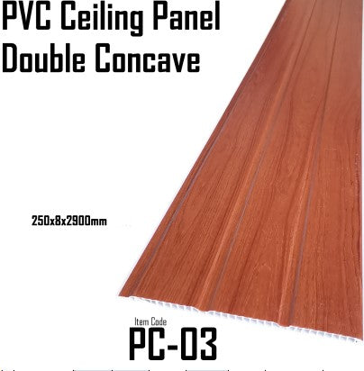 PVC CEILING PANEL DOUBLE CONCAVE PC-03  250X8X2900MM