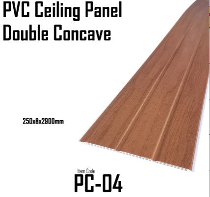 PVC CEILING PANEL DOUBLE CONCAVE PC-04  250X8X2900MM
