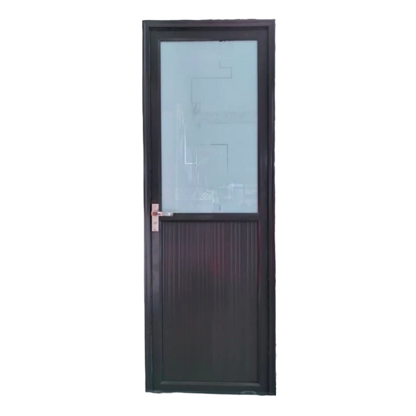 ALUMINUM DOOR 65x200 HALF GREY RIGHT GLASS