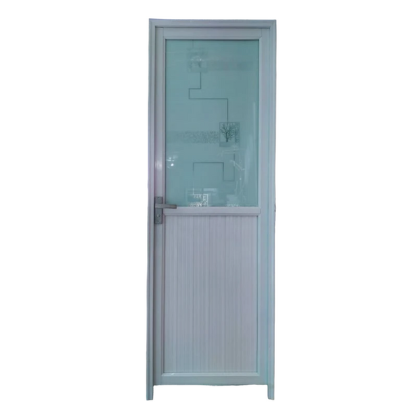 ALUMINUM DOOR 65x200 HALF WHITE RIGHT GLASS