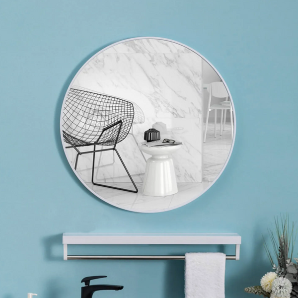 White Mirror Round with Shelf 40x40 (P.O)