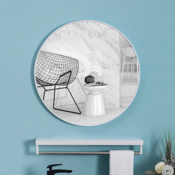 White Mirror Round with Shelf 60x60 (P.O)