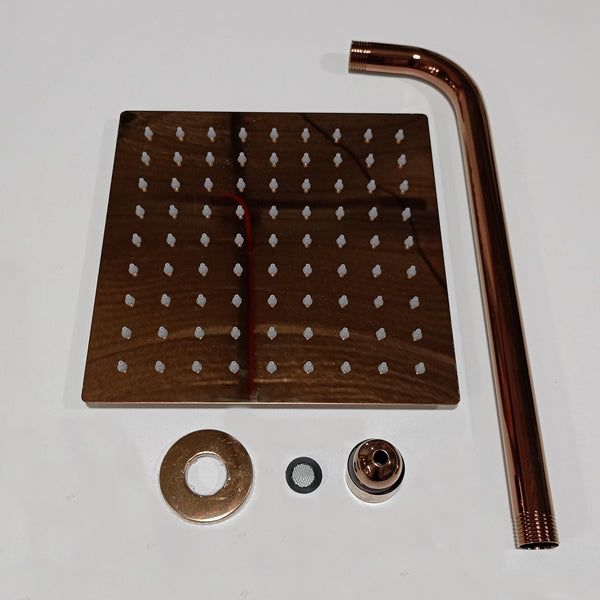 SHOWER HEAD 8' AND PIPE 9504 SQUARE ROSE GOLD (P.O)